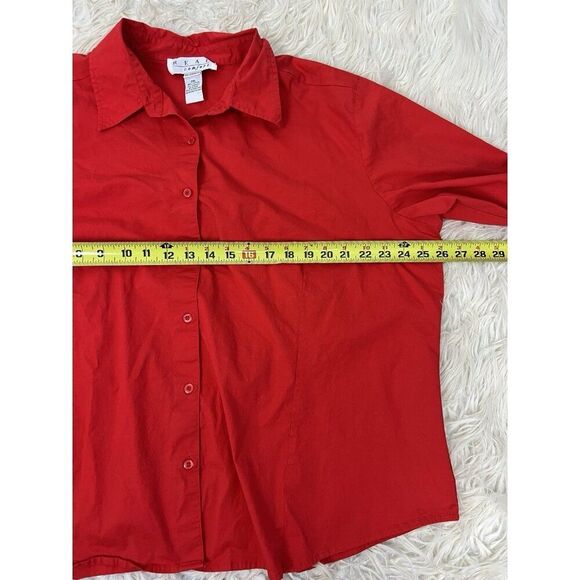 Real Comfort Vintage 90s Women’s Plus Size 2XL Red Button Front Cotton Blouse - Picture 4 of 10